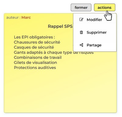 actions sur post-it