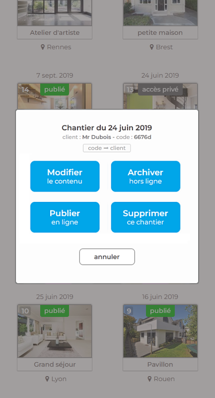 Modifier un chantier